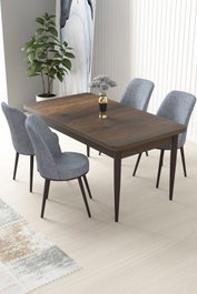 Hanah Home Juego de Mesa y Sillas de Comedor de 5 Piezas Barroco y Gris